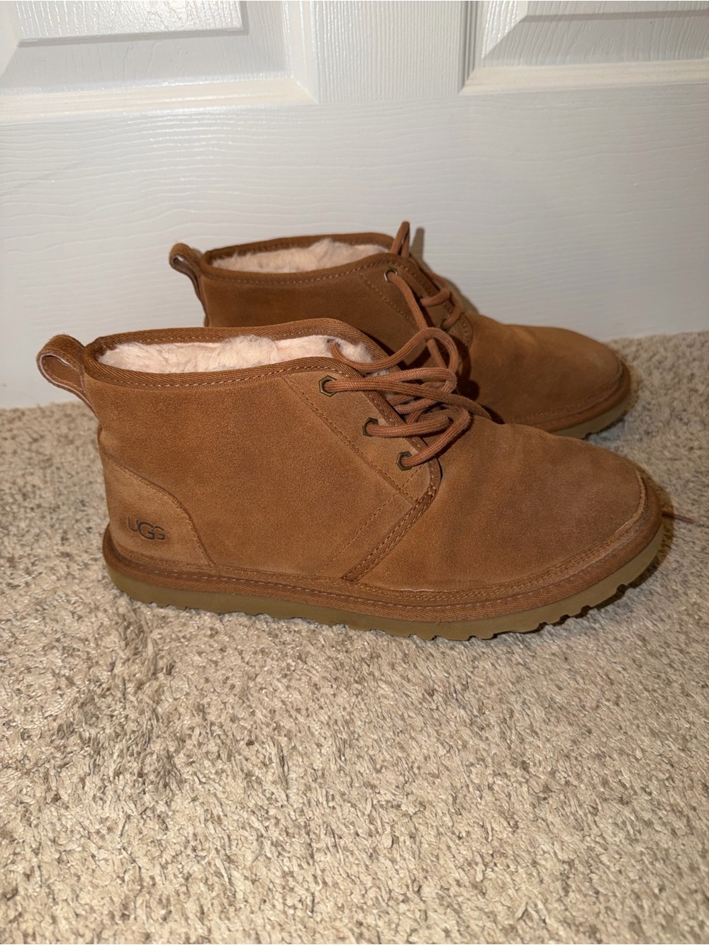 UGG Chestnut Suede Lace-Up Shearling Ankle Boots